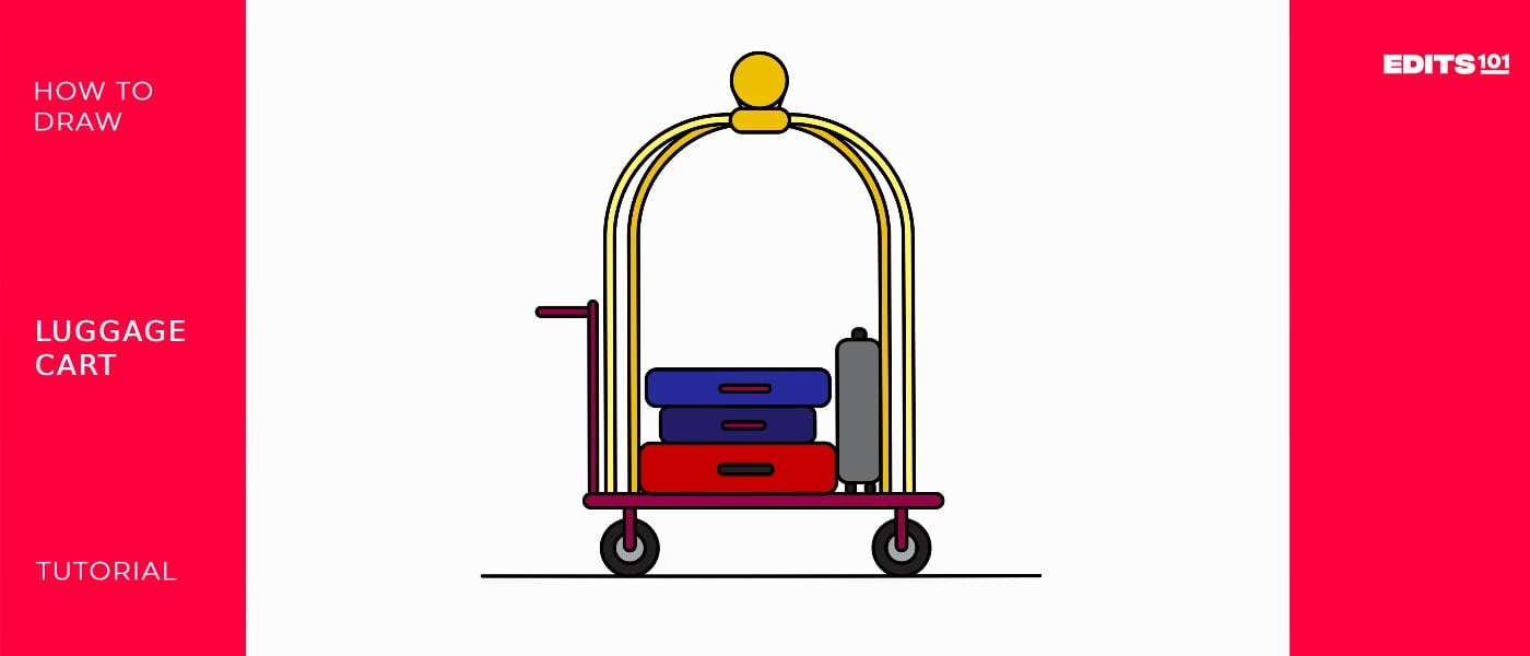 how to draw a luggage cart