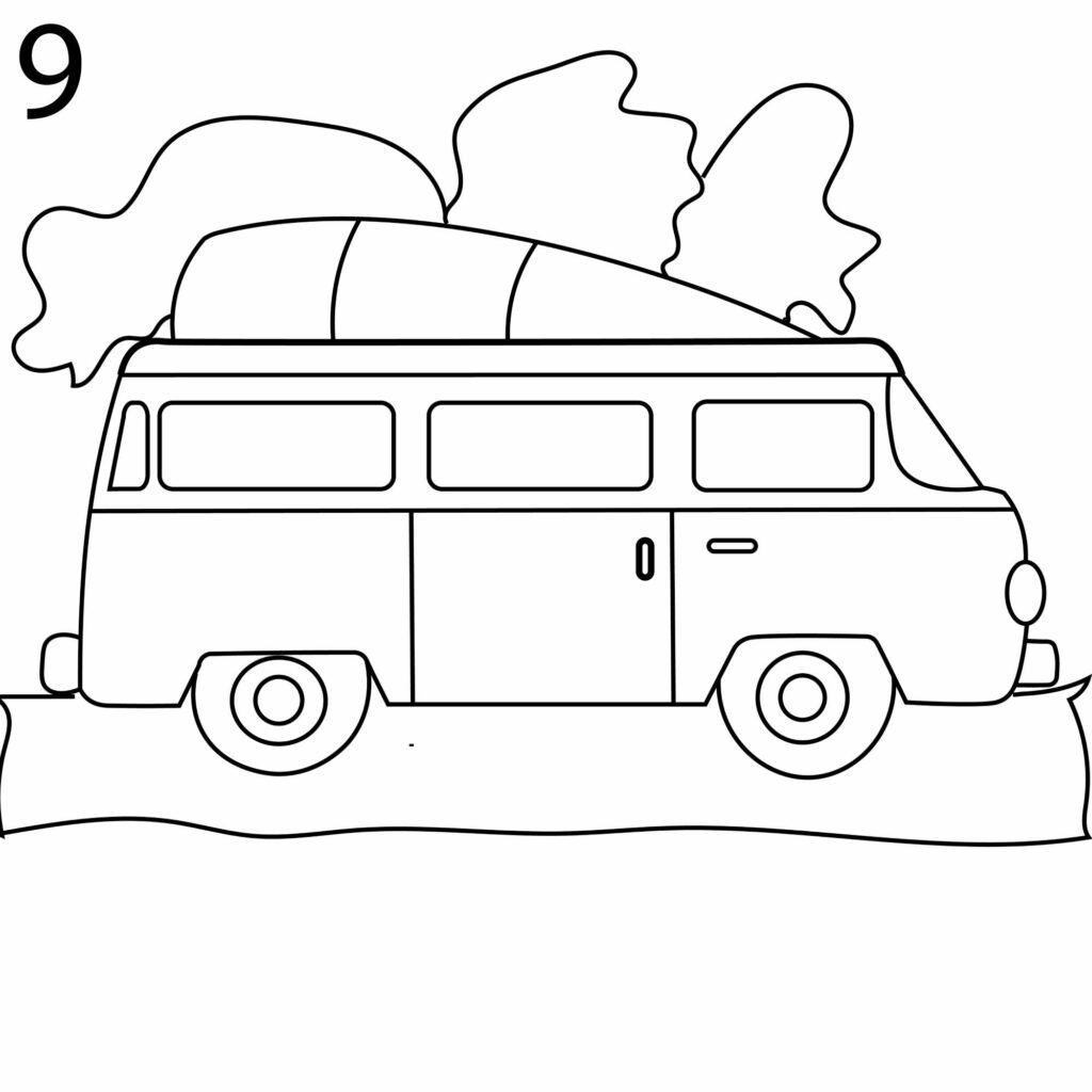 how to draw a vintage camper van