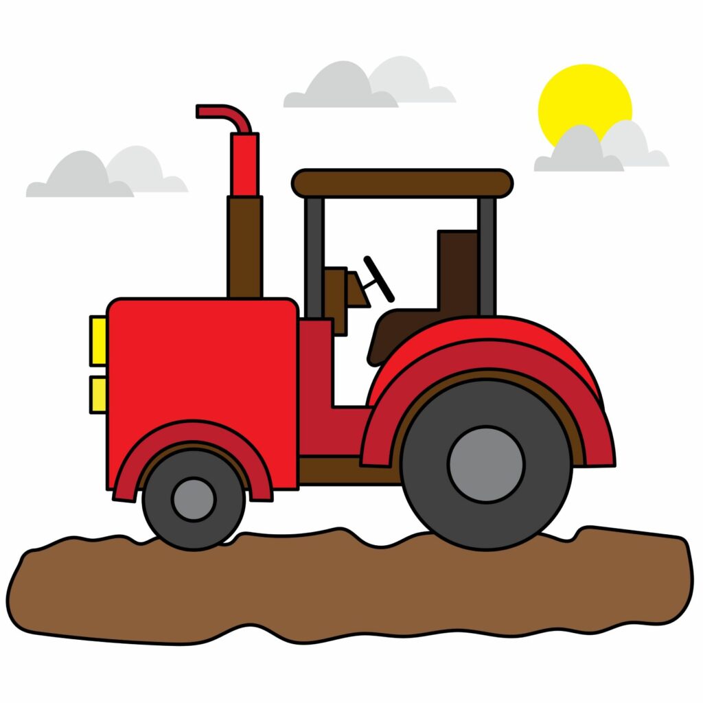 how to draw a tractor