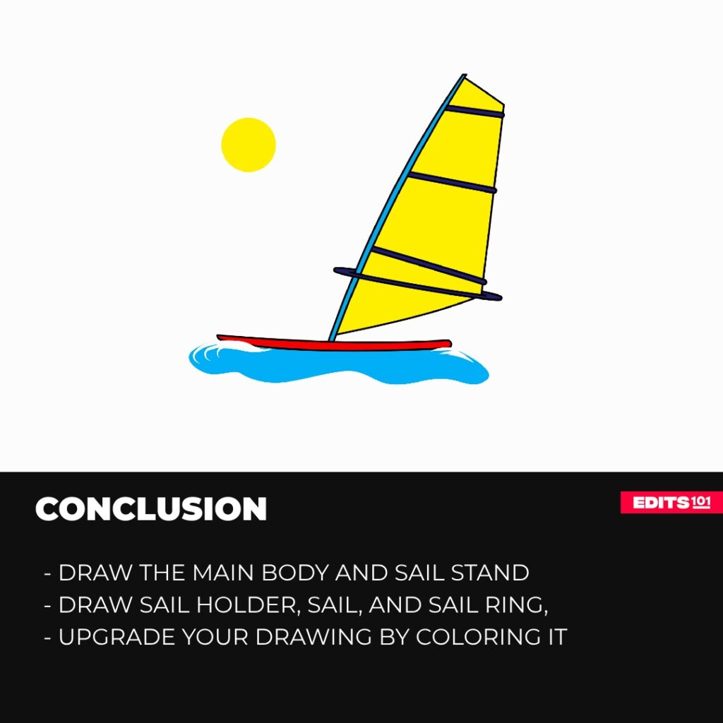 How to draw surfboard with sail