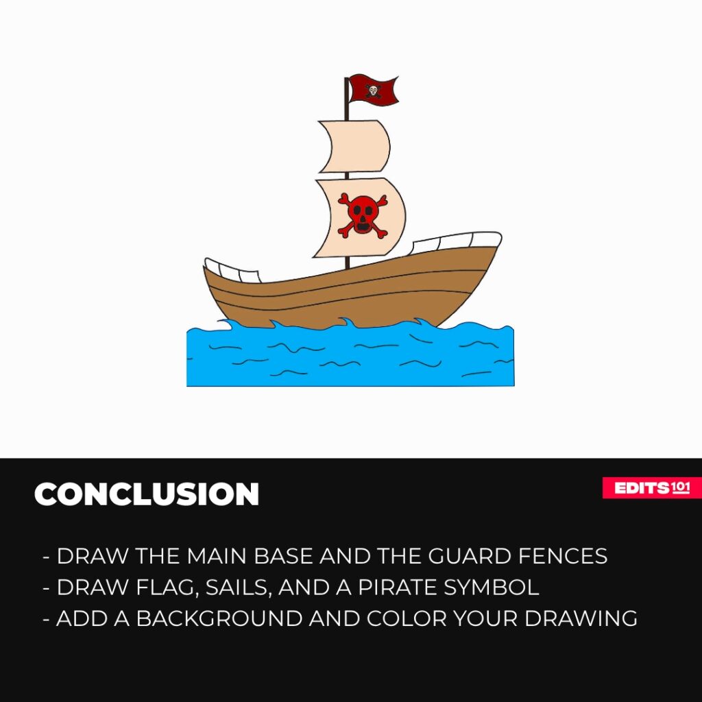 How to draw a pirate ship