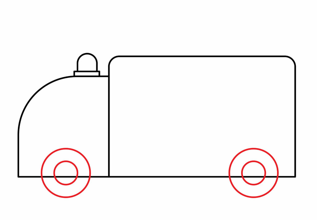How to draw  wheels of ambulance