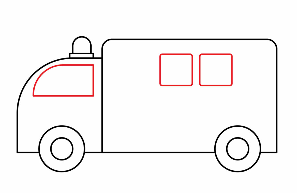 How to draw windows of ambulance