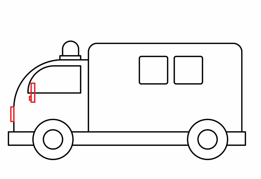 How to draw mirror and light of ambulance