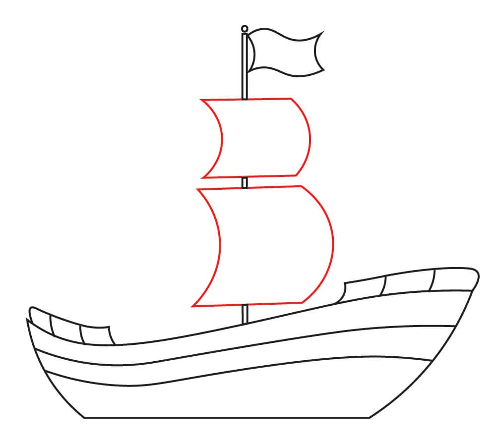 How to draw another two sails for the Pirate Flag