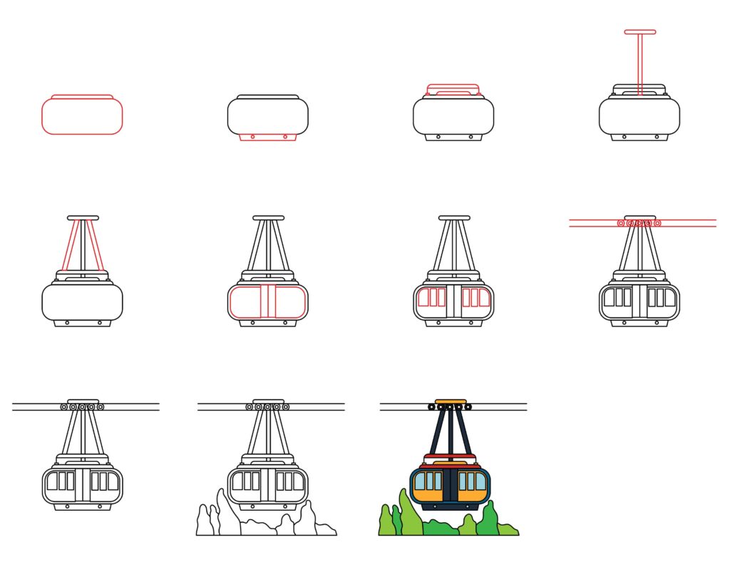 How to draw a cable car