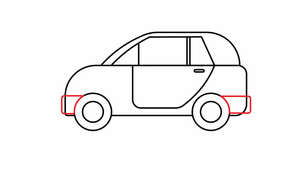 How to draw Front and back Bumper of an electric car