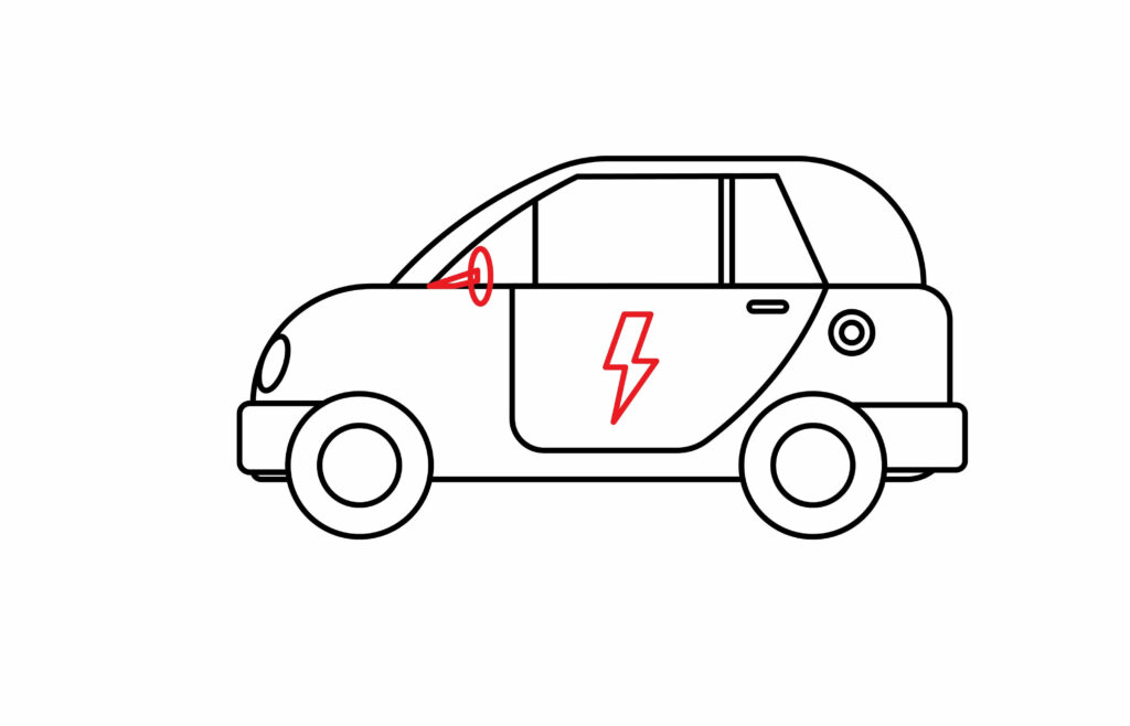 How to draw Mirror and Electric Sign of an electric car