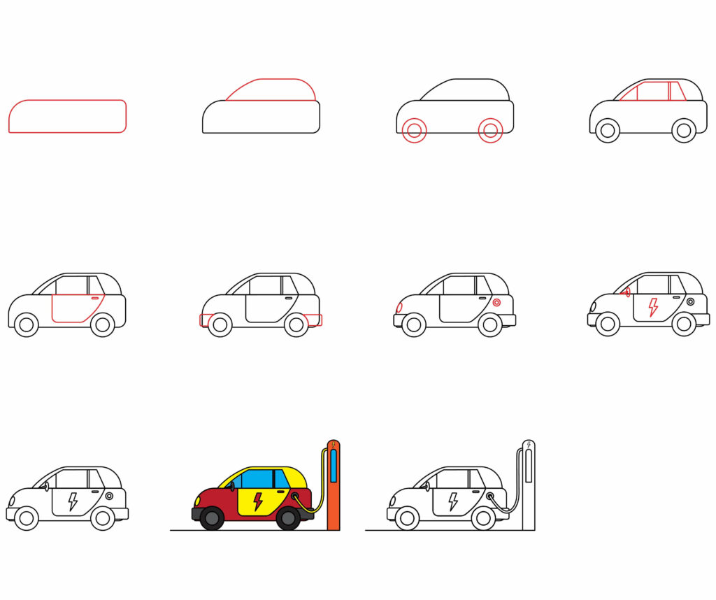 How to draw an electric car