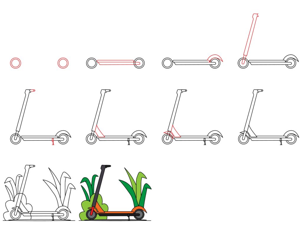 How to draw an electric scooter