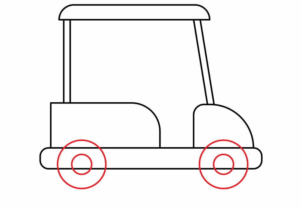 How to draw the wheels of the Golf Kart