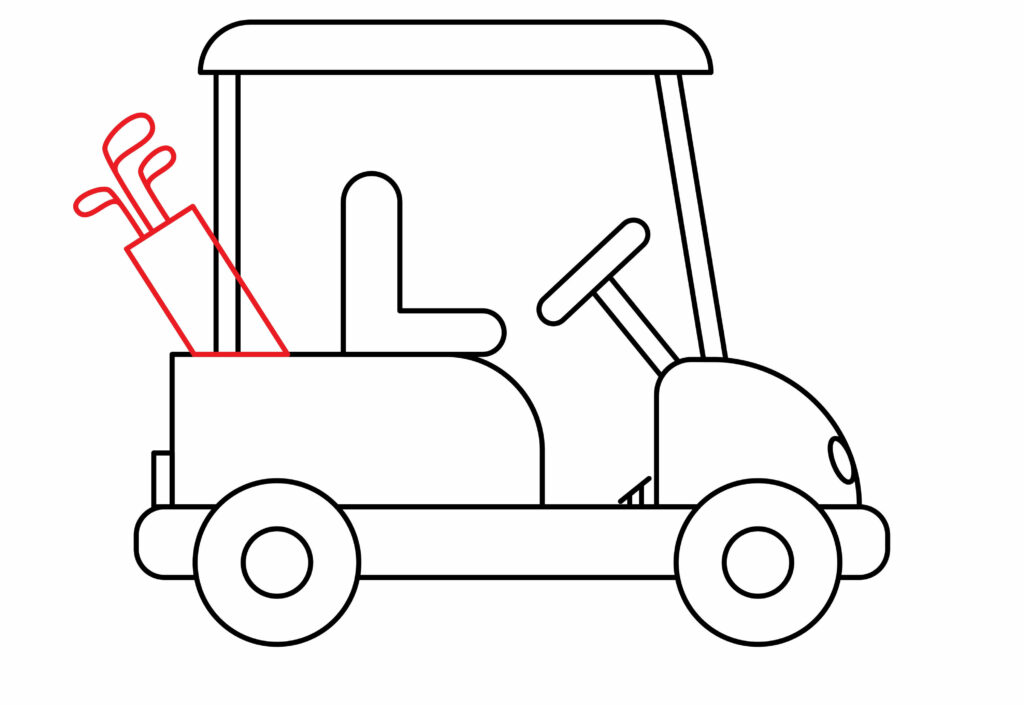 How to draw golf bag and sticks of the Golf Kart