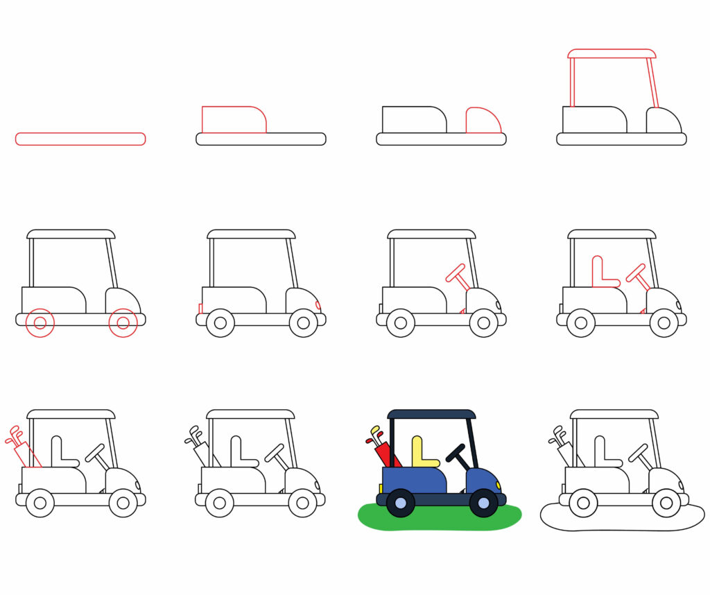 How to draw a golf kart