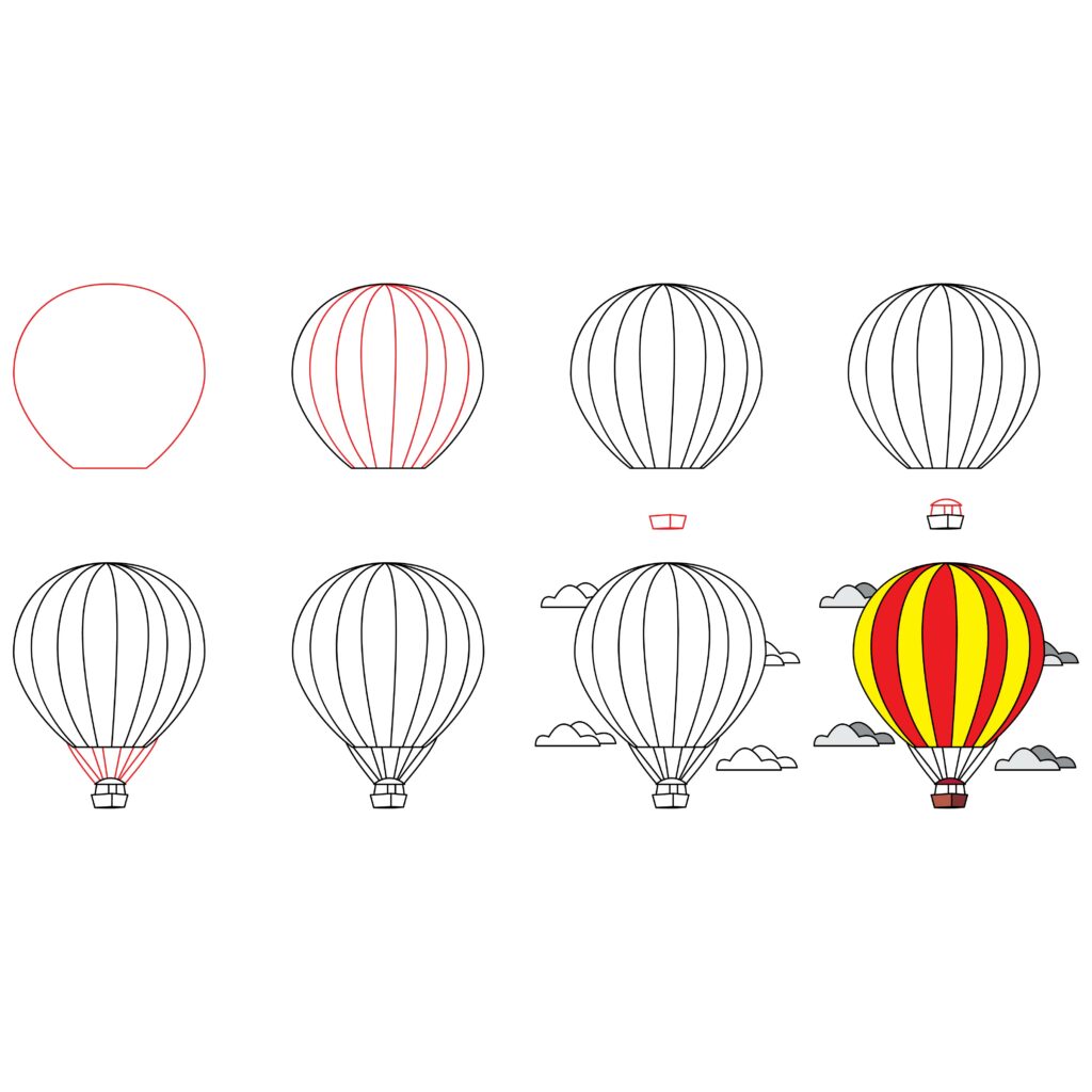How to draw a hot air baloon