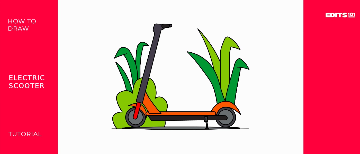 how to draw an electric scooter