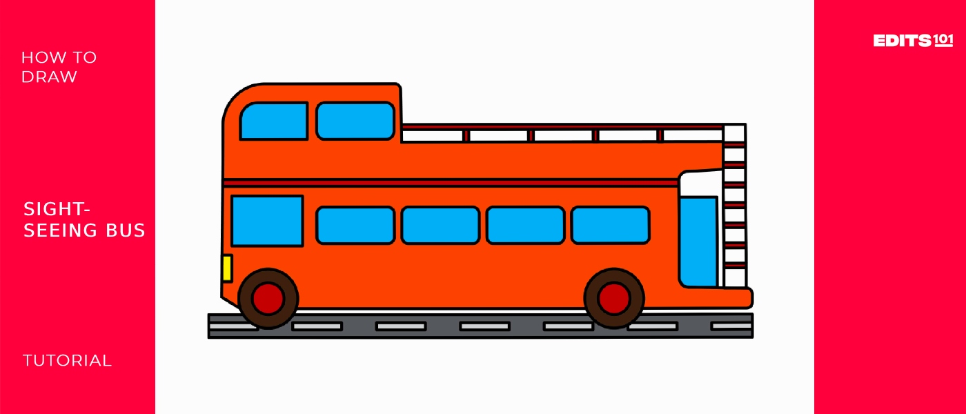 How to draw a sightseeing bus