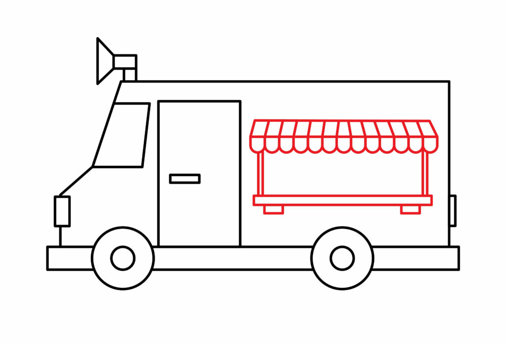 How to draw serving window of an ice cream truck