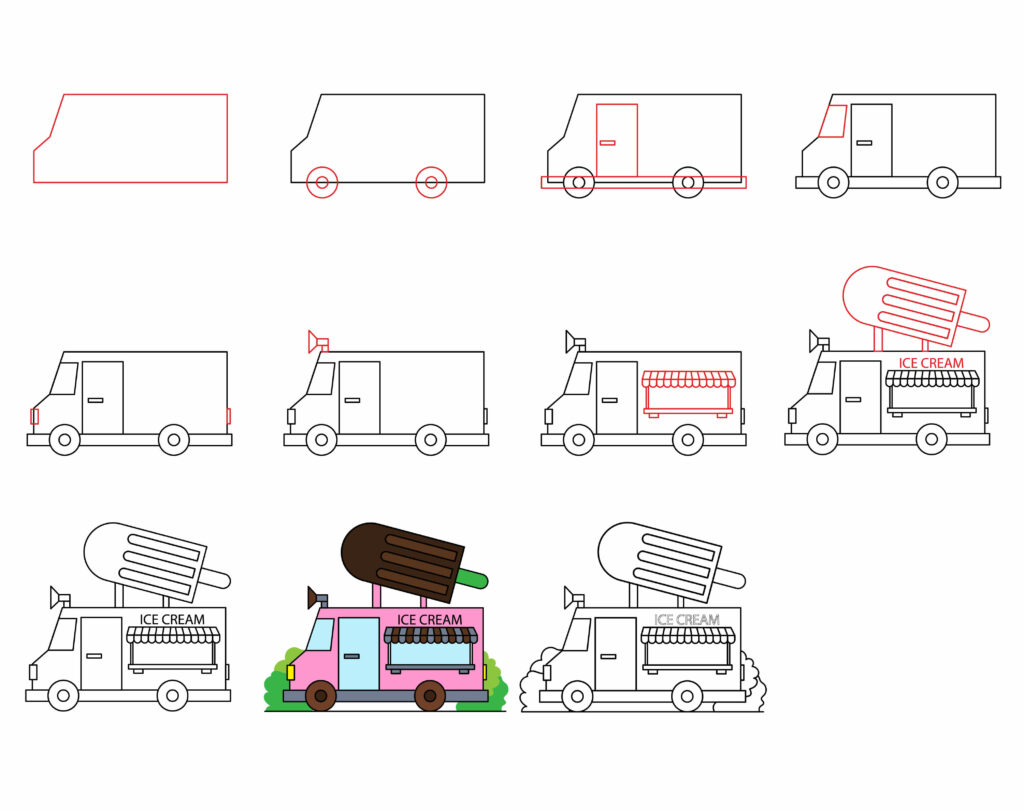 How to draw an ice cream truck