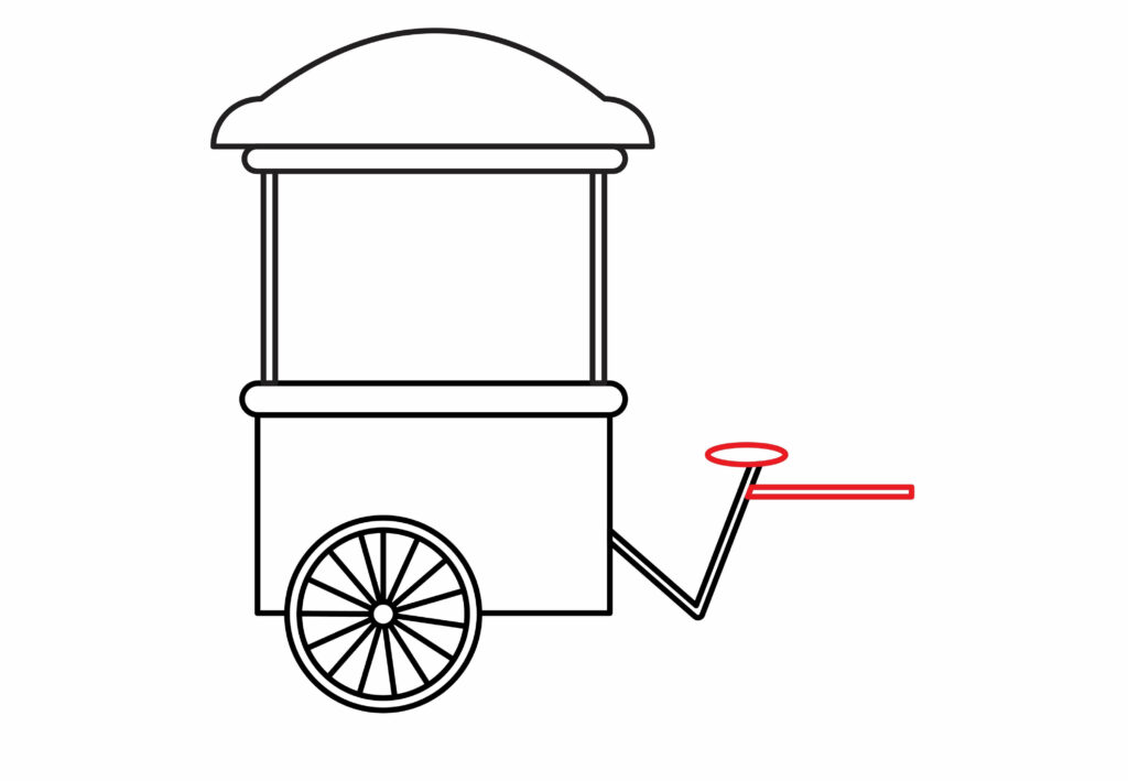 How to draw Seat and Middle Bar of an ice cream bicycle cart