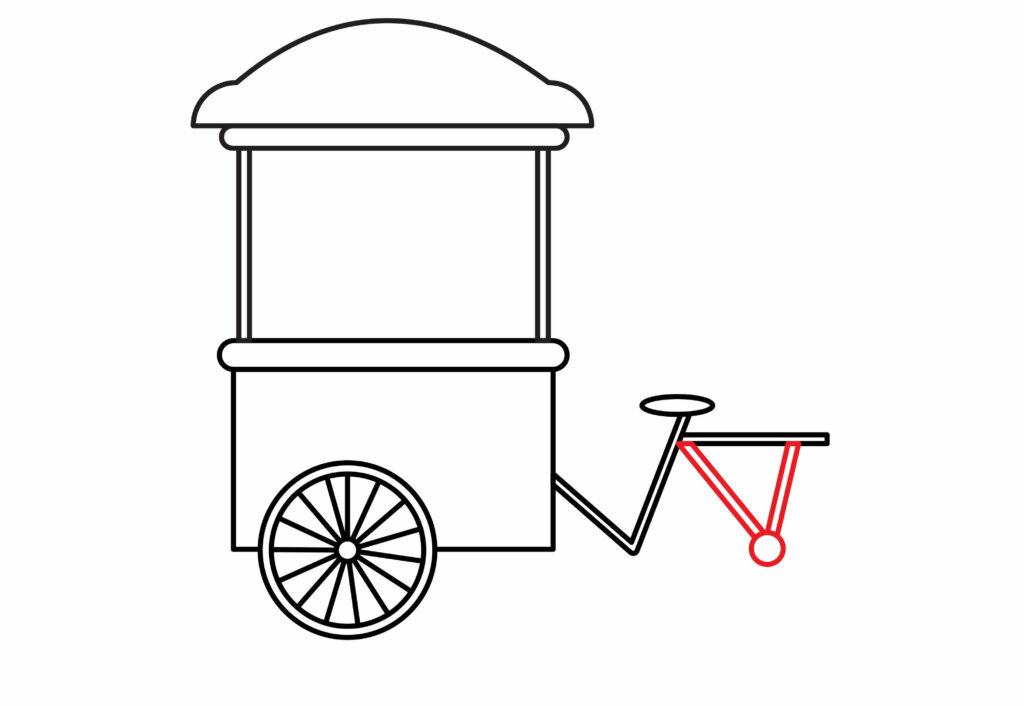 How to draw Back Wheel Holder of an ice cream bicycle cart