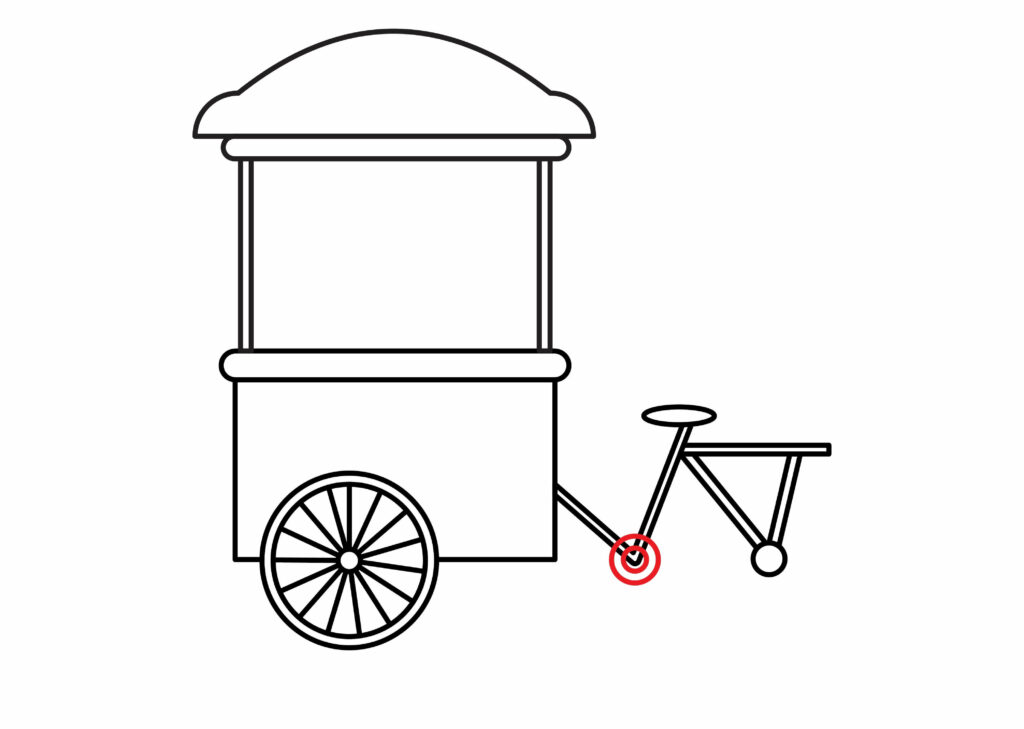 How to draw Chain Holder of an ice cream bicycle cart