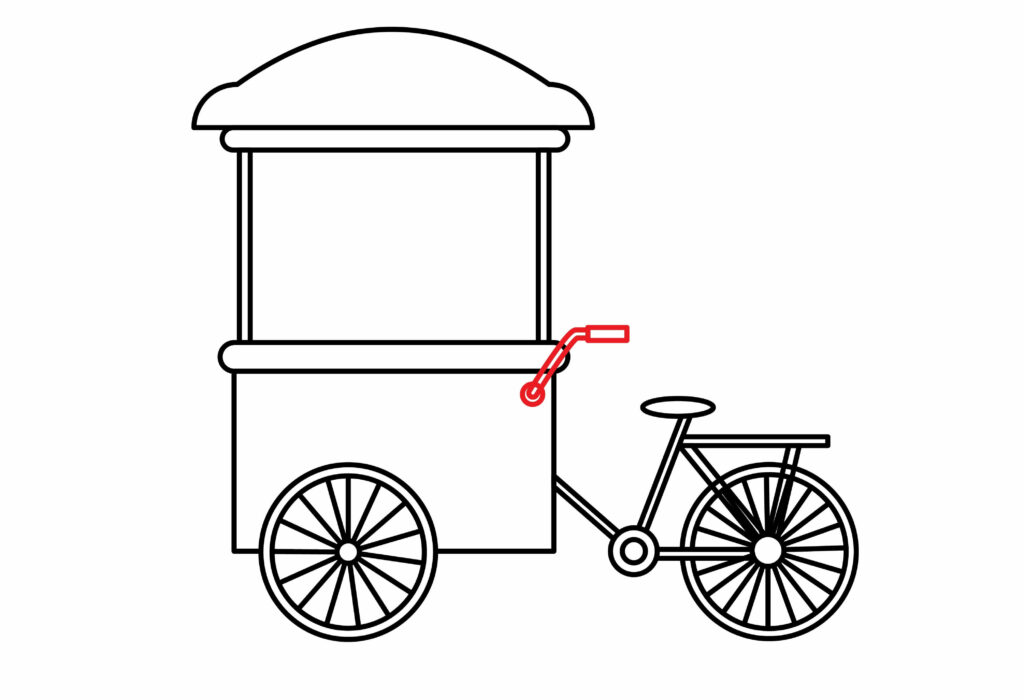 How to draw the handle of an ice cream bicycle cart