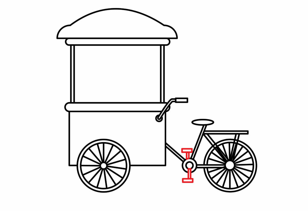 How to draw the pedal of an ice cream bicycle cart