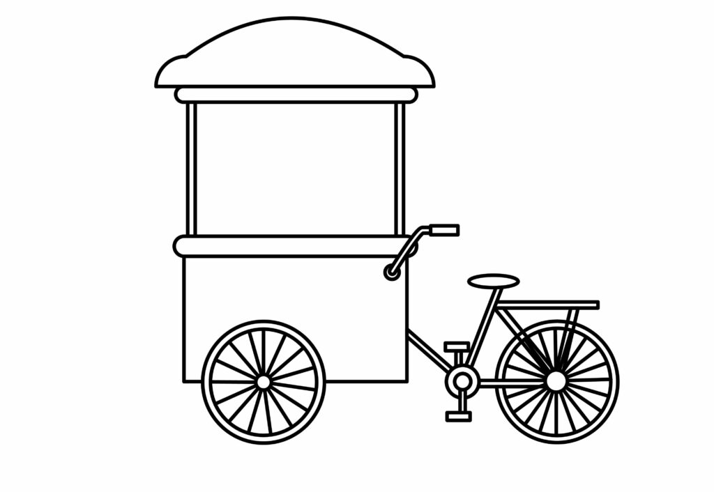 How to draw an ice cream bicycle cart