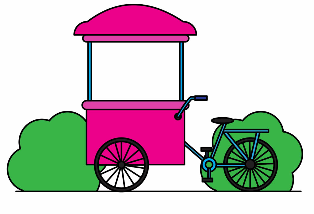 How to draw an ice cream bicycle cart