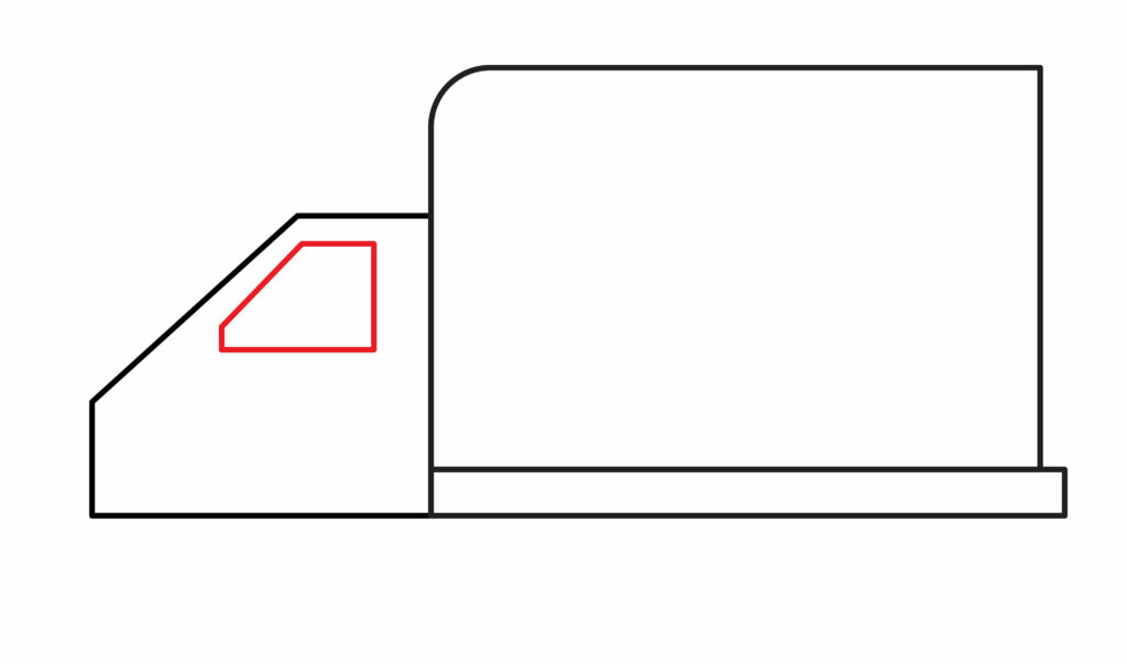 How to draw side window of  a Mail Truck