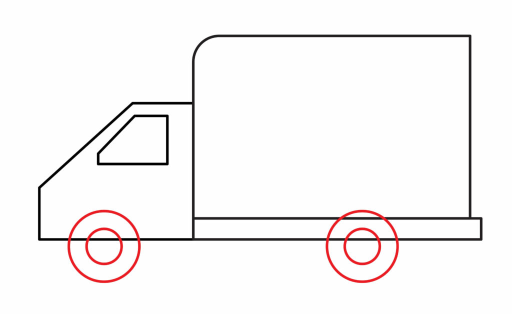 How to draw wheels of a Mail Truck