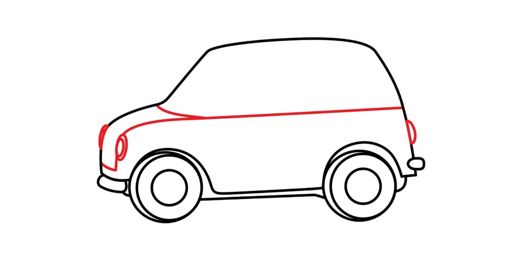 How to draw the headlights and front and middle line