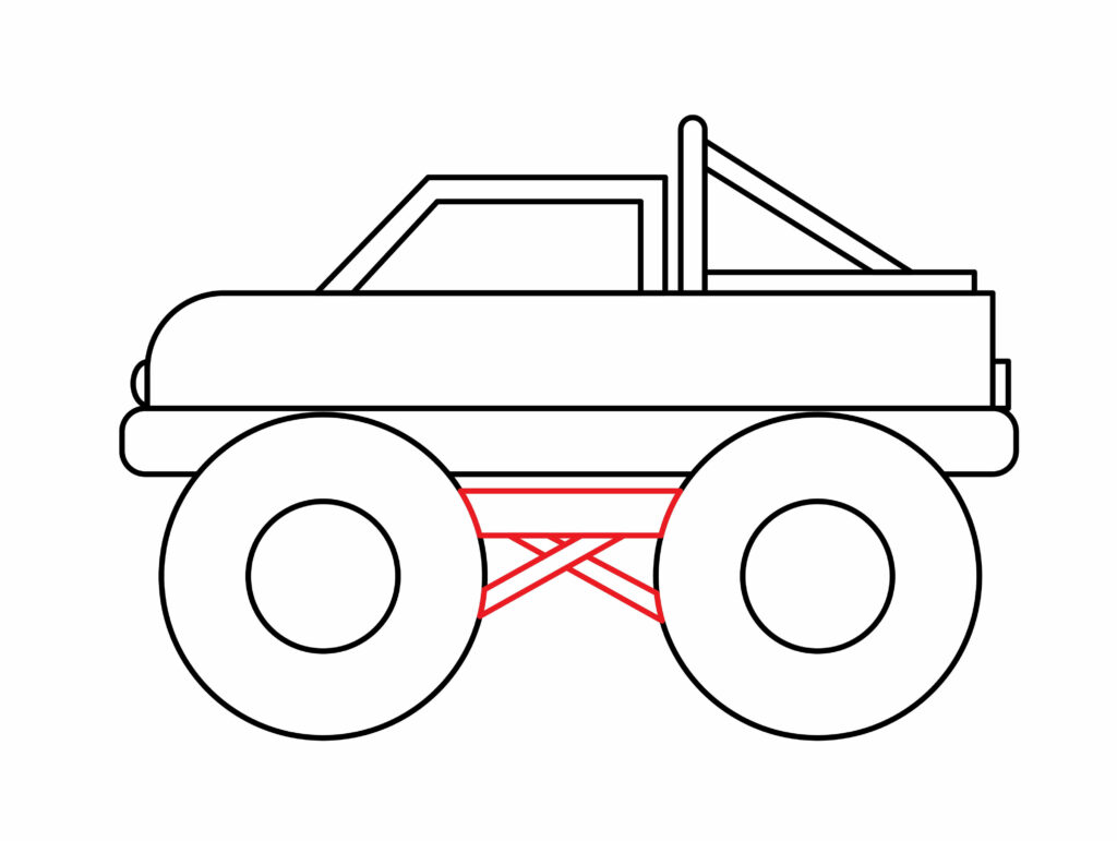 How to draw Wheel connector of the Monster Truck