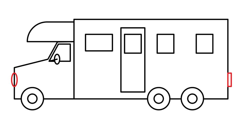 How to draw lights of RV camper 