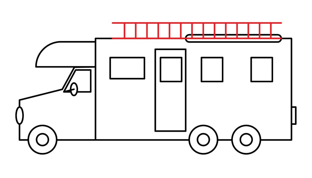 How to draw convertible stairs of RV camper 