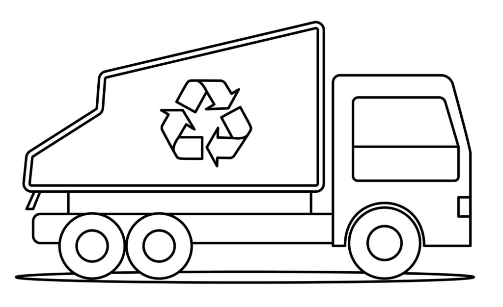 How to draw a recycling truck