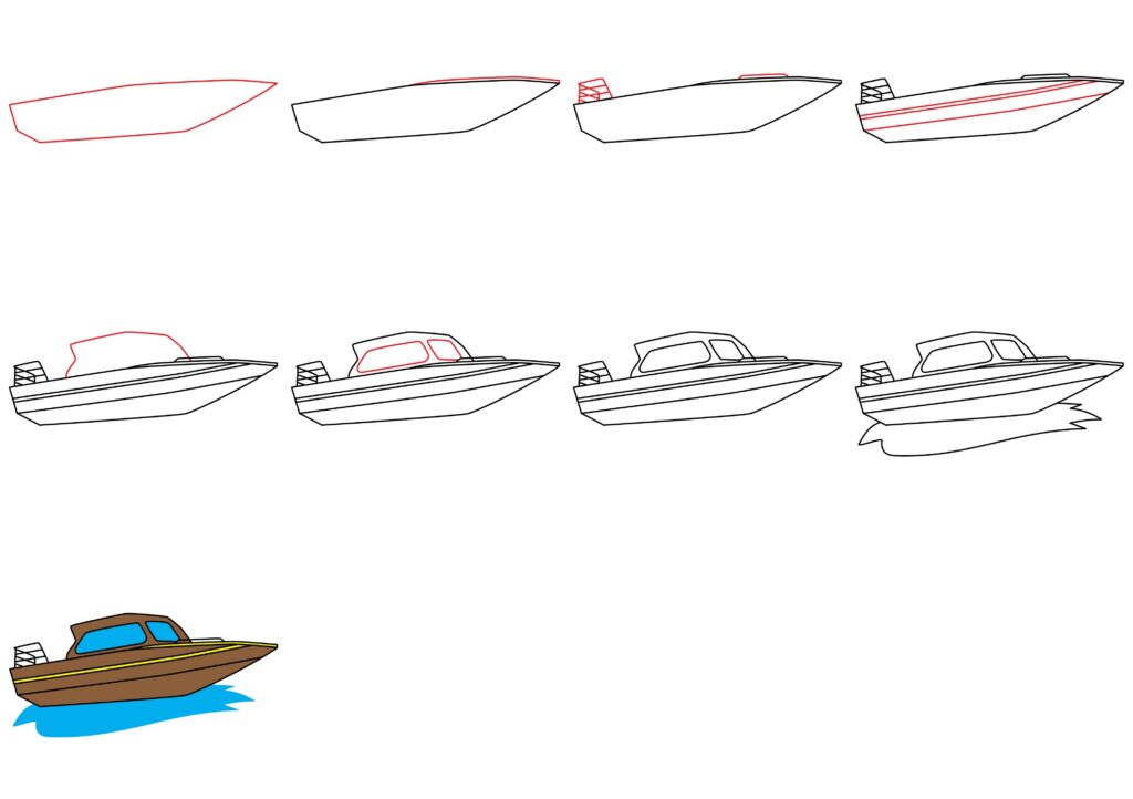 Speed boat drawing easily/ How to draw speed boat step by step