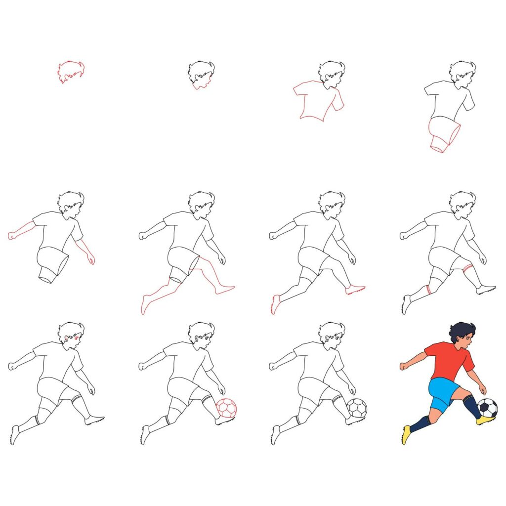 How to Draw a Soccer Player Step By Step