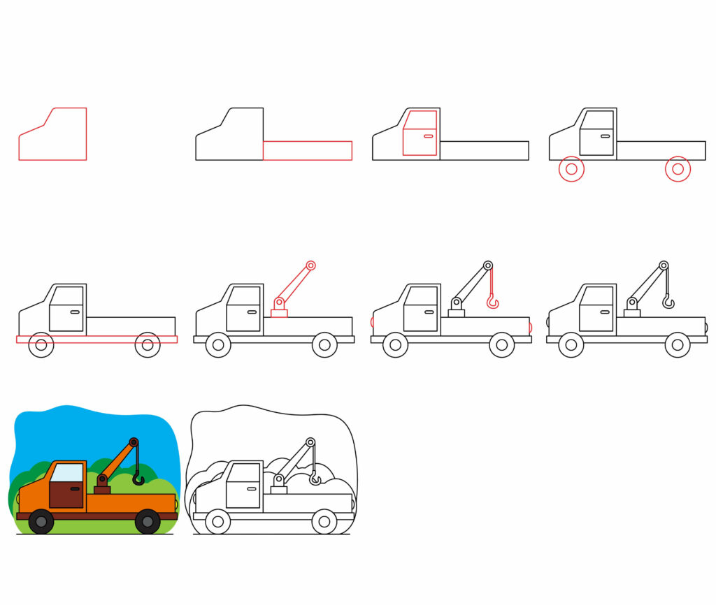 How to draw a tow truck