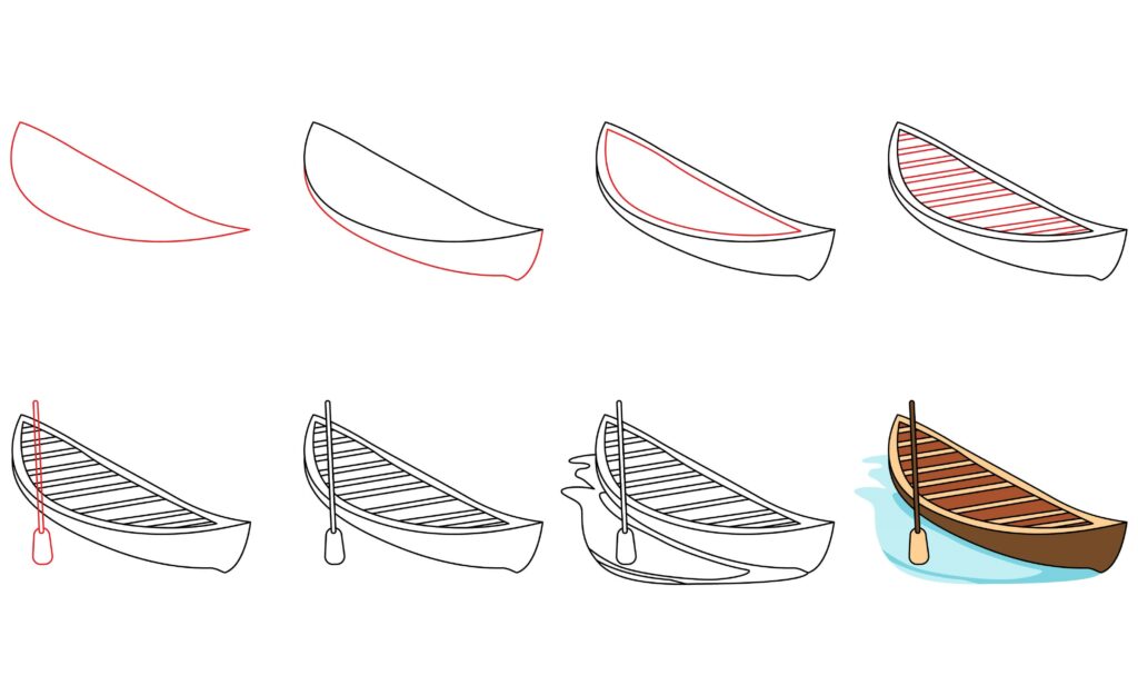 How to draw a canoe
