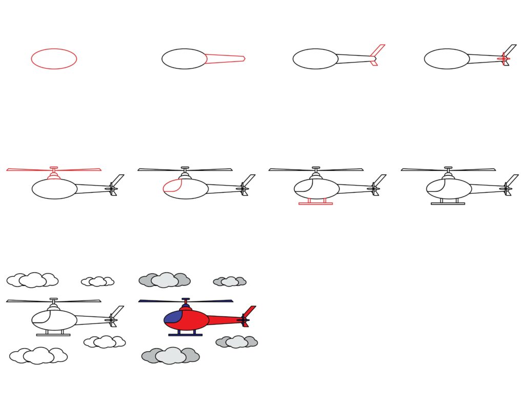 How to draw helicopter