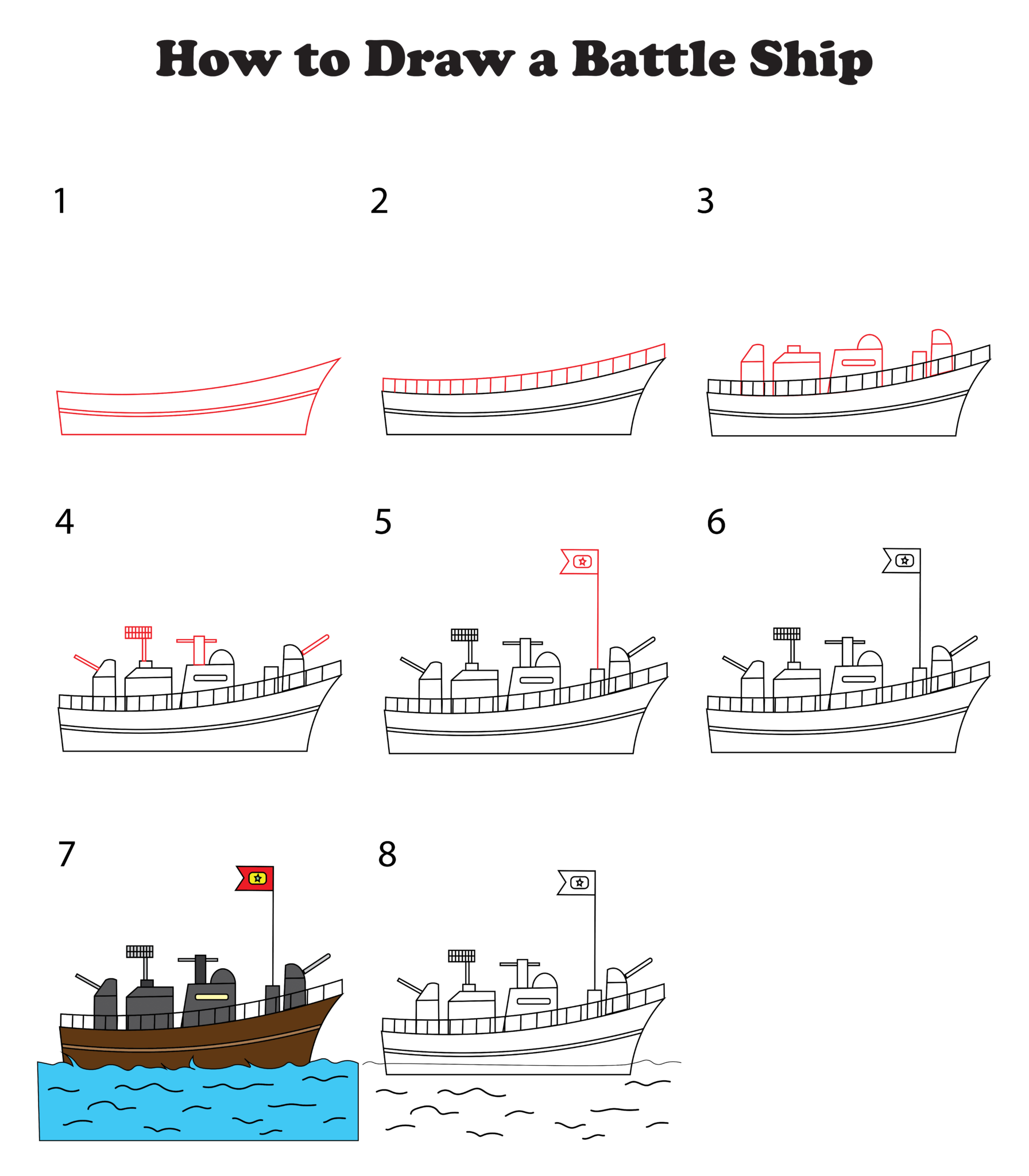 How to Draw a Battleship Easy Drawing Tutorial