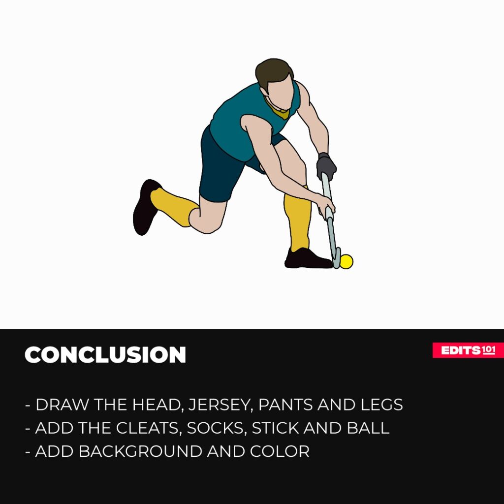 How to draw a field hockey player
