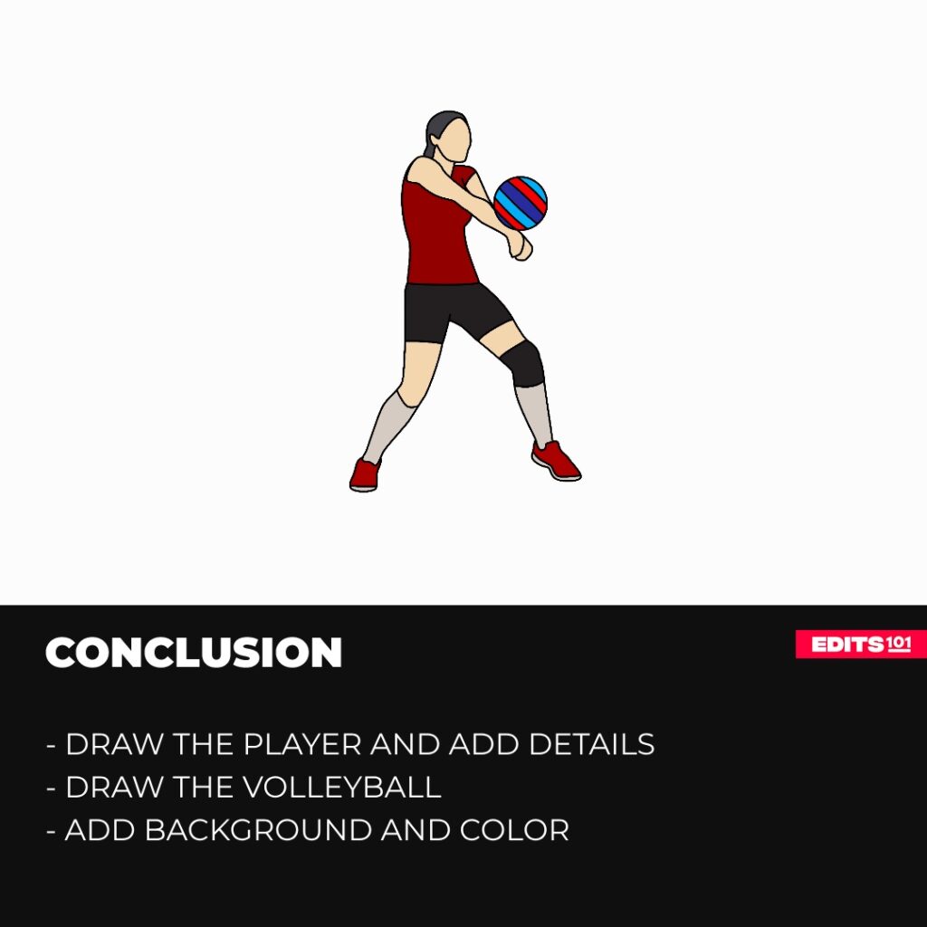 How to draw  a volleyball player hitting a ball conclusion