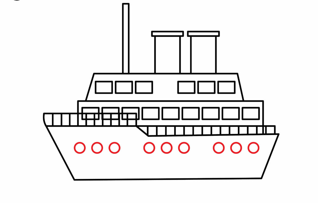 How to draw main body windows  of a cruise ship