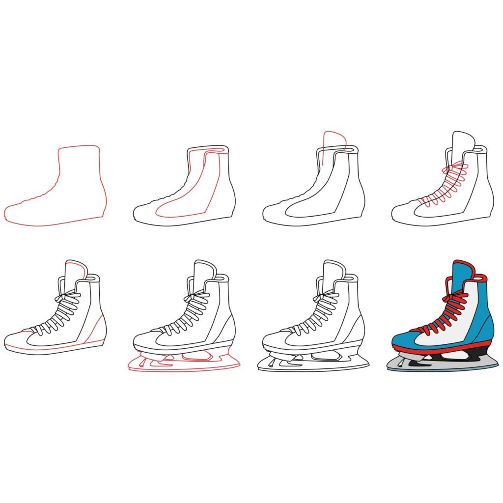 How to Draw Ice Hockey Skates