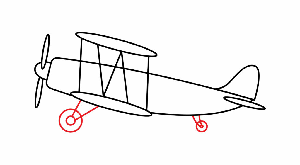 How To Draw the wheels of An Old Biplane And Monoplane