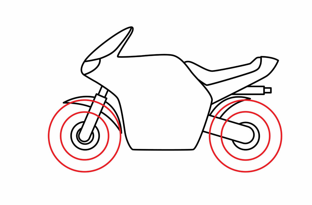 How to Draw the wheels of a racing motorcycle 