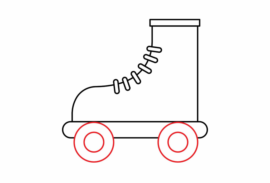 How to draw wheels of roller skates