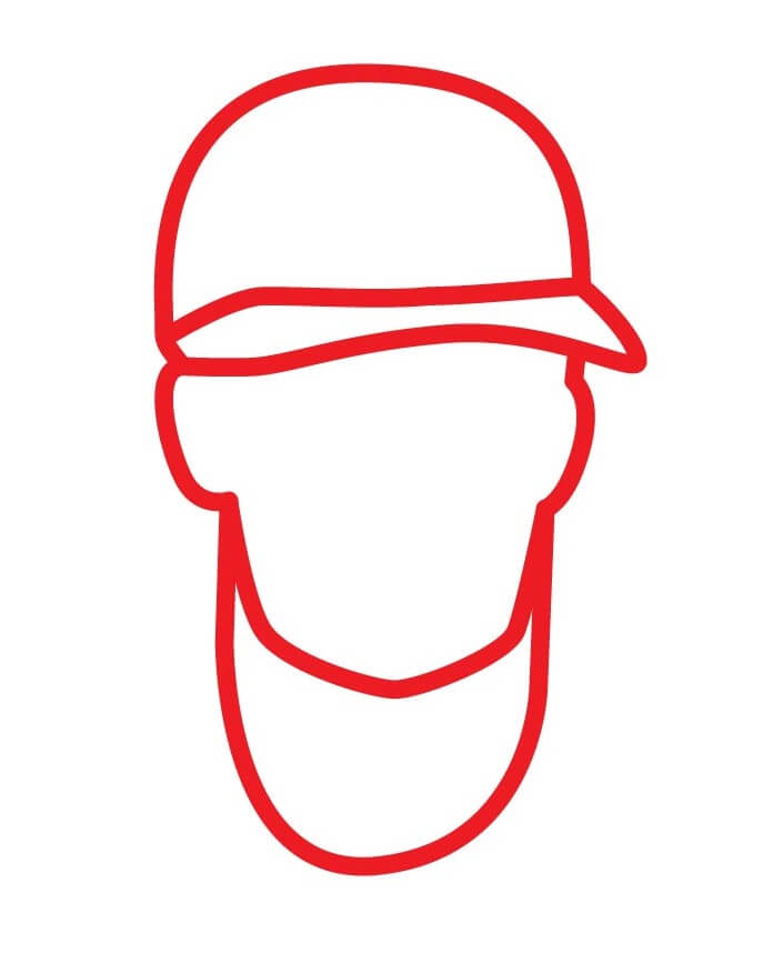 How to draw the head of the softball coach